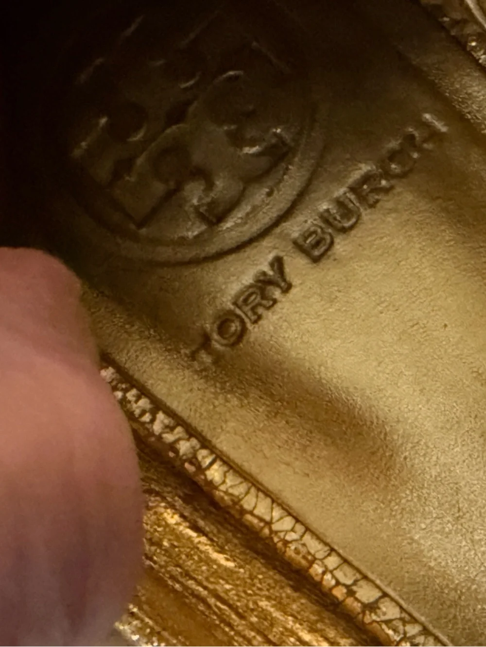 Tory Burch size 9 ‘bling’ Metallic Gold Ballet Flats